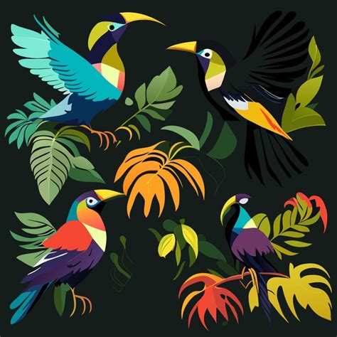 Premium Vector Charming Rainforest Bird Icons Vector Edition