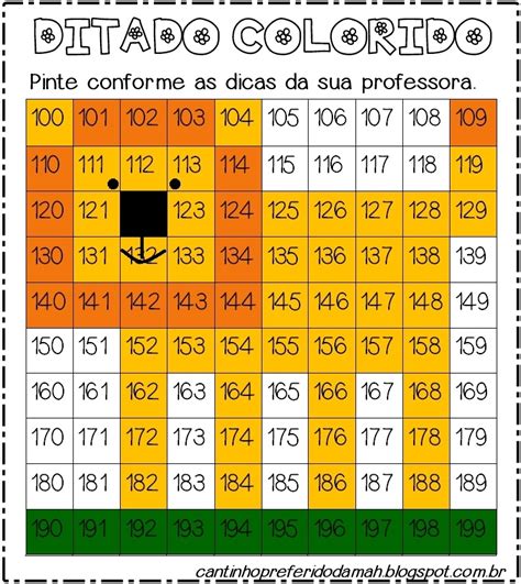 Ditado Colorido De Números Formando Desenhos - Meu Cantinho Preferido: Números de 100 à 199 - ditado colorido