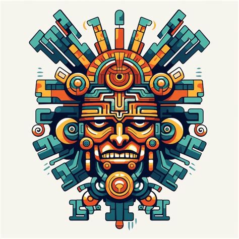 Dibujo Azteca Aislado Sobre Un Fondo Transparente Vector Premium