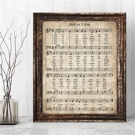 Just as I Am Hymn Print Printable Vintage Sheet Music - Etsy | Hymn print, Vintage sheet music ...