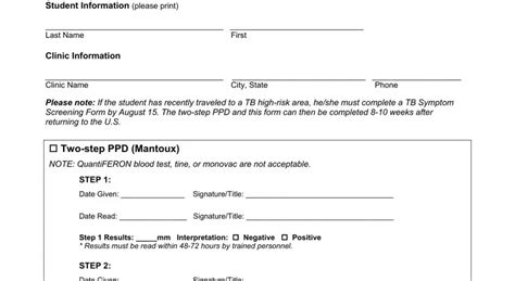 Printable Step Tb Skin Test Form