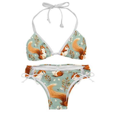 Squirrel Detachable Sponge Adjustable Strap Bikini Set Two Pack Swim