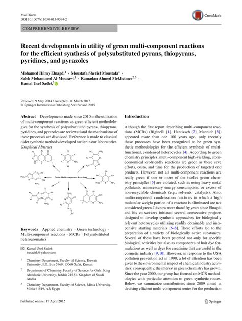 PDF ChemInform Abstract Recent Developments In Utility Of Green