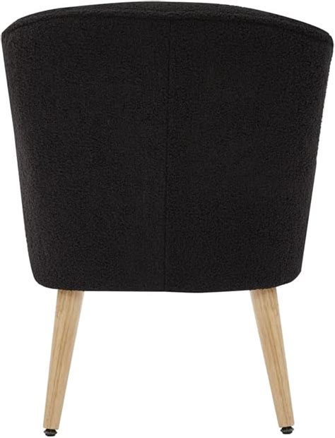 Ba Ta Fauteuil Tivoli En Tissu Bouclette Noir Avec Pi Tement En Bois