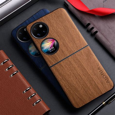 Case For Huawei P Pocket S Funda Bamboo Wood Pattern Four Corner