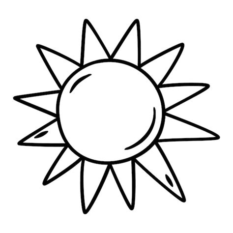 Lindo dibujo de sol dibujado a mano ilustración vectorial en blanco y