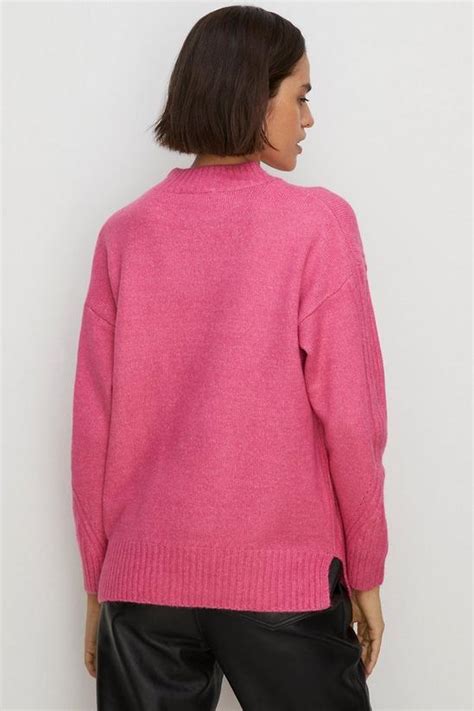 Jumpers And Cardigans Cosy Longline Rib Detail Mock Neck Jumper Oasis