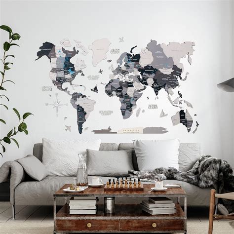 Amazon Enjoy The Wood Colored World Map Wood Wall Art With Rivers