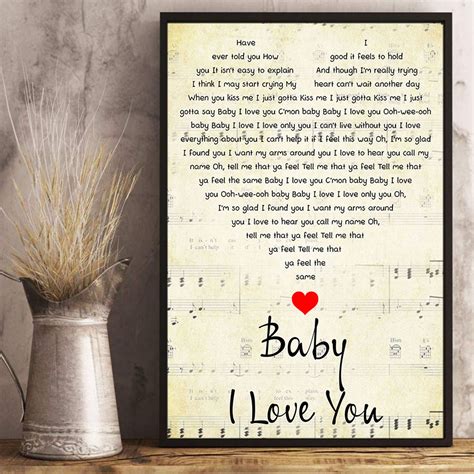 Baby I Love You Lyrics Song Poster Heart Shape Posters T Etsy