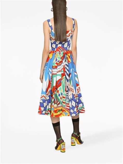 Dolce Gabbana Graphic Print Midi Dress Blue Farfetch