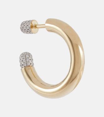 Tube Medium Kt Gold Single Earring With Diamonds In Gold Rainbow K