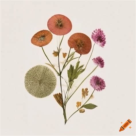 Herbarium Poster With Pressed Wildflowers On White Background On Craiyon