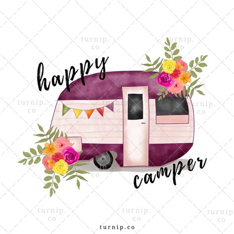 Happy Camper Clipart Sublimation Watercolor Graphic Instant Etsy