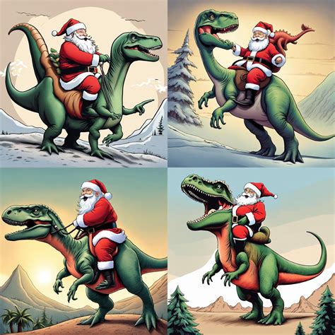 Santa Riding A Dinosaur Ai Generated Artwork Nightcafe Creator