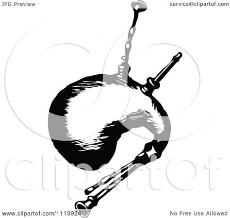 Clipart Vintage Black And White Dulcimer Bagpipes - Royalty Free Vector ...