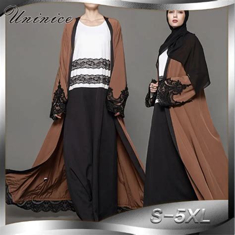 Buy Casual Muslim Abaya Maxi Dress Embroidery Lace