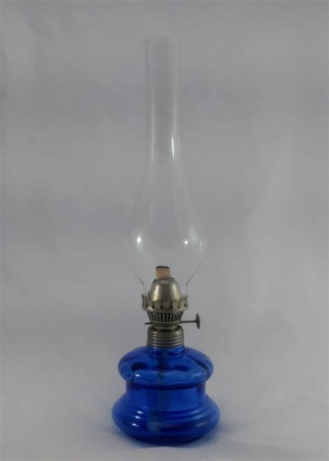 Vintage Oil Lamp Aqua Blue Cobalt Blue Oil Lamp Hurricane Etsy Canada