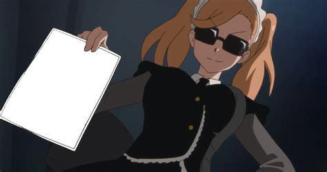 Anime Girl With Sunglasses And Blank Paper Blank Template Imgflip