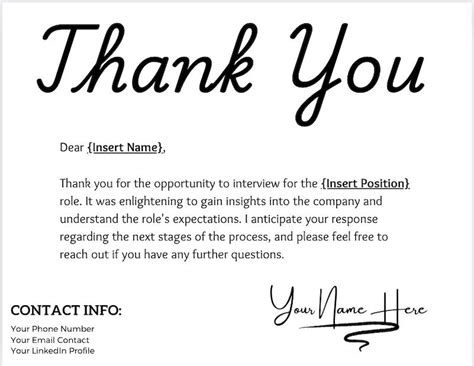 Digital Thank You Card For Job Interview Etsy