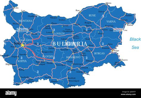 Highly detailed vector map of Bulgaria with administrative regions ...