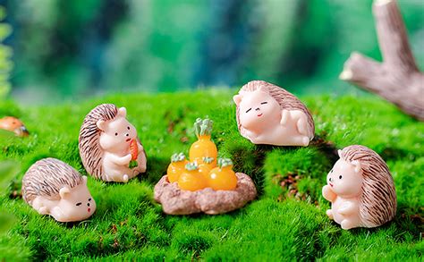 Besikikco 6pcs Miniature Hedgehog Mini Garden Herd Of