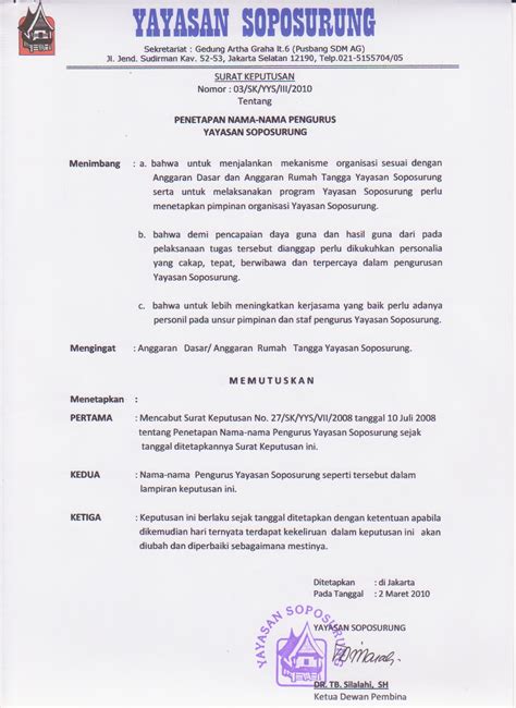 Detail Contoh Surat Pergantian Pengurus Organisasi Koleksi Nomer