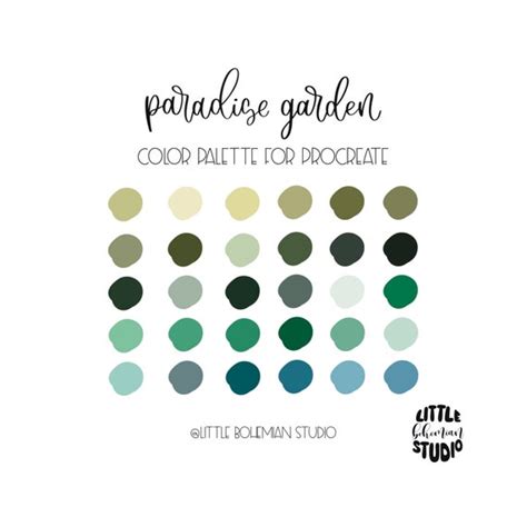 Paradise Garden Color Palette For Procreate Etsy