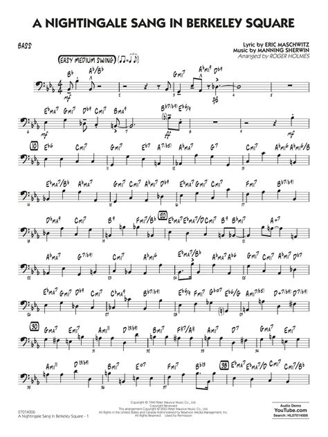 A Nightingale Sang In Berkeley Square Arr Roger Holmes Bass Sheet