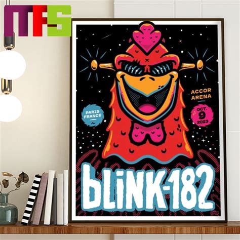 Blink 182 Paris Event Poster At Accor Arena France October 9th 2023