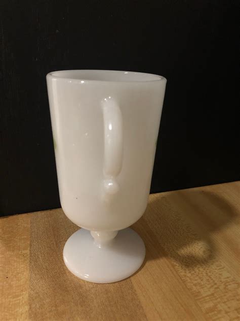 Mid Century Modern Milk Glass Pedestal Mugs Etsy