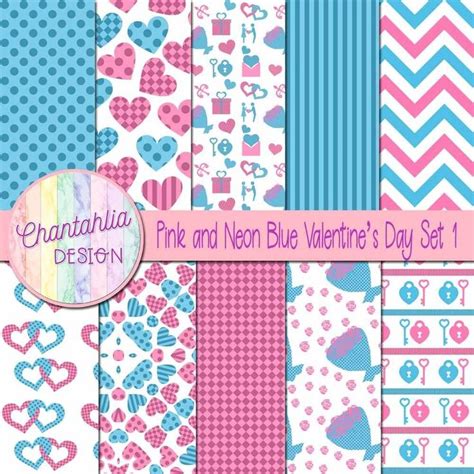 Free Pink And Neon Blue Valentine S Day For Digital Scrapbooking Plotten