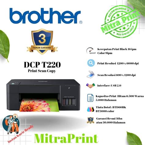 Jual Printer Brother DCP T220 Print Scan Copy Garansi Resmi 3 Tahun