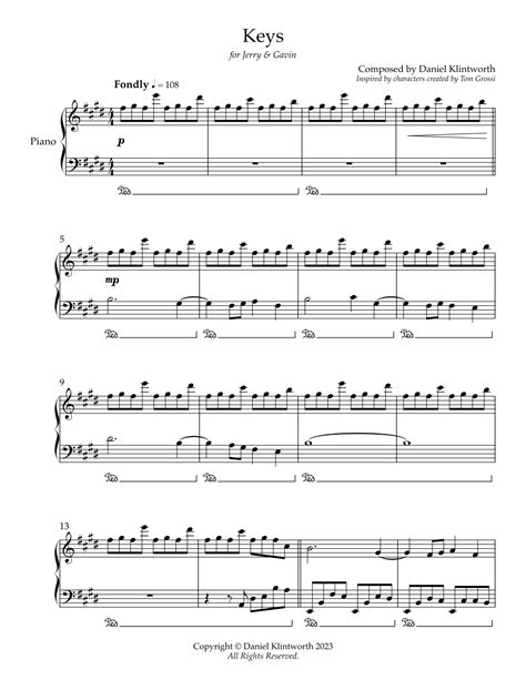 Keys For Jerry And Gavin By Daniel Klintworth Sheet Music For Piano