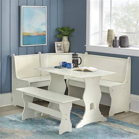 3pc Nook Dining Set Antiqued White - Buylateral : Target