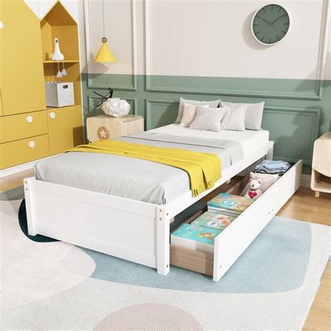 Solid Wood Twin Bed with 2 Drawers - Bed Bath & Beyond - 36519760