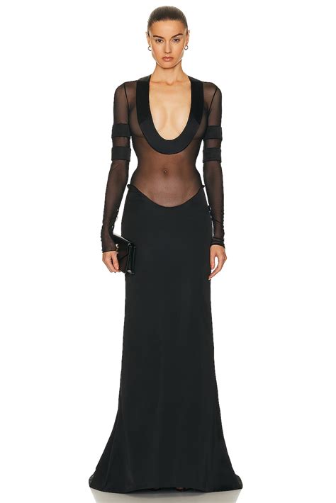 LaQuan Smith Scoop Neck Gown In Black FWRD