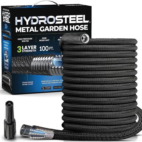 Hydrosteel 75 Ft Garden Hose 304 Stainless Steel Metal Water Hose 75ft