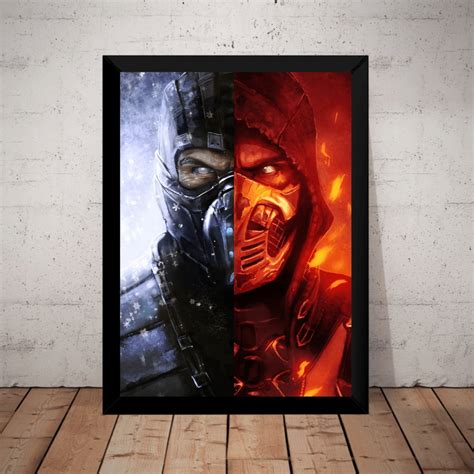 Quadro Game Mortal Kombat Sub Zero X Scorpion Poster Modura