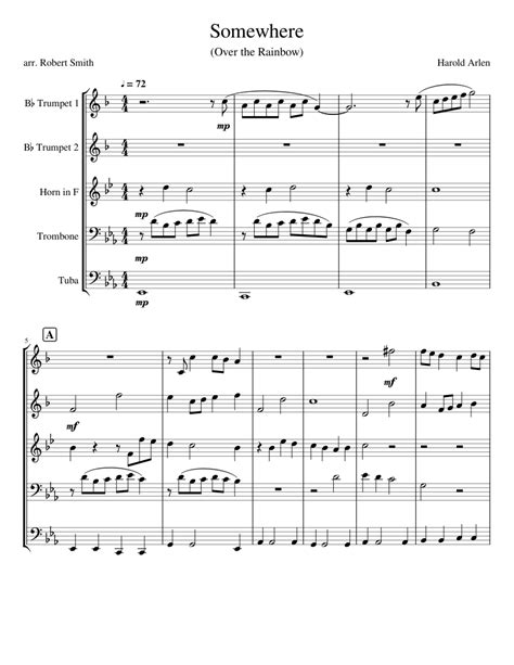 Somewhere Over The Rainbow Sheet Music For Trombone Tuba Trumpet In