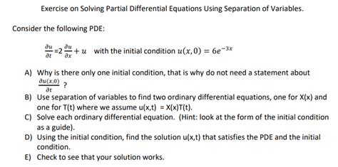 Solved Exercise On Solving Partial Differential Equations Chegg