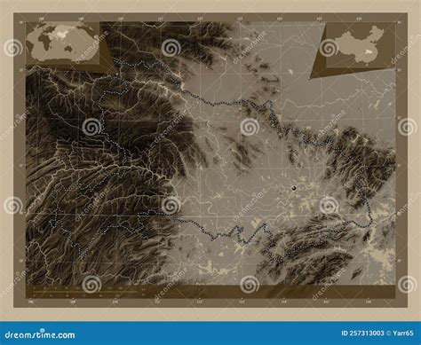 Hubei, China. Sepia. Capital Stock Illustration - Illustration of ...