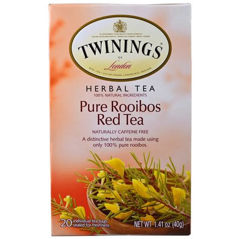 Twinings Herbal Tea Pure Rooibos Red Tea Caffeine Free 20 Tea Bags 141 Oz 40 G Iherb