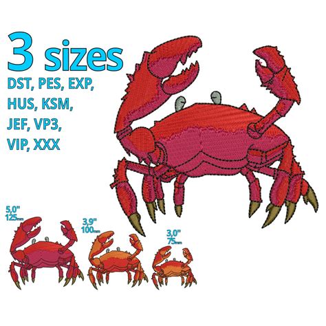 Crab Embroidery Design Sizes Lobster Crawfish Machine Etsy