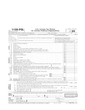 Fillable Online Irs 2005 Form 1120 POL IRS Irs Fax Email Print