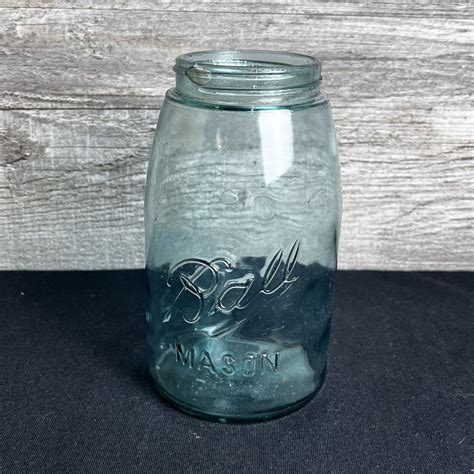 Vintage Ball Mason Jar Blue Bubbles Sloped 4j Canning Jar Ebay