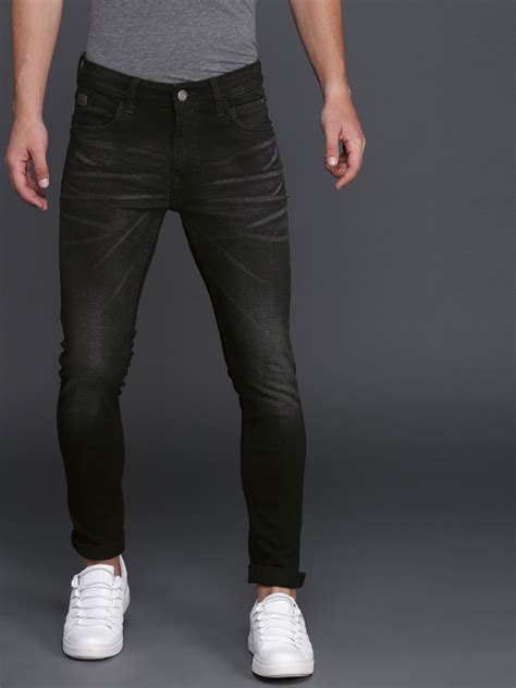 Buy Wrogn Men Black Skinny Fit Mid Rise Clean Look Stretchable Jeans