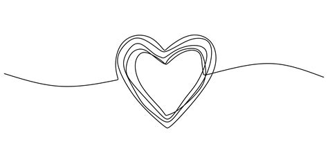 Heart scribble drawing. One line love sign minimalism, continuous ...