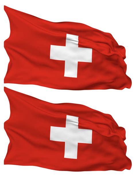 Switzerland Flag Waves Isolated In Plain And Bump Texture With