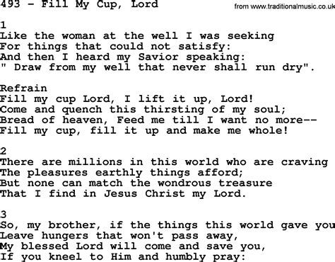 Adventist Hymnal Song 493 Fill My Cup Lord With Lyrics Ppt Midi