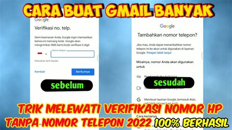 Cara Membuat Akun Gmail Banyak Tanpa Verifikasi Nomor Telepon Youtube